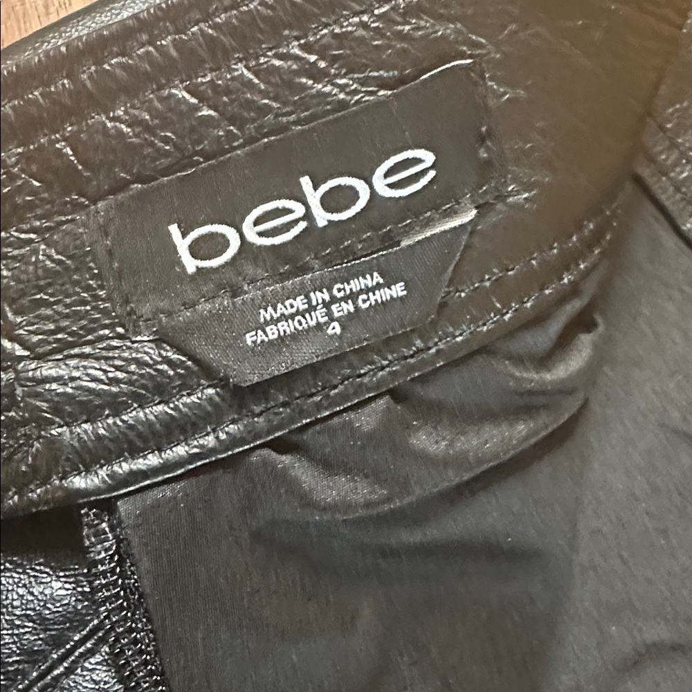 NWOT Bebe Black Leather Skater Skirt - Picture 5 of 9